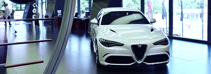 Photo of the showroom of an Alfa Romeo car