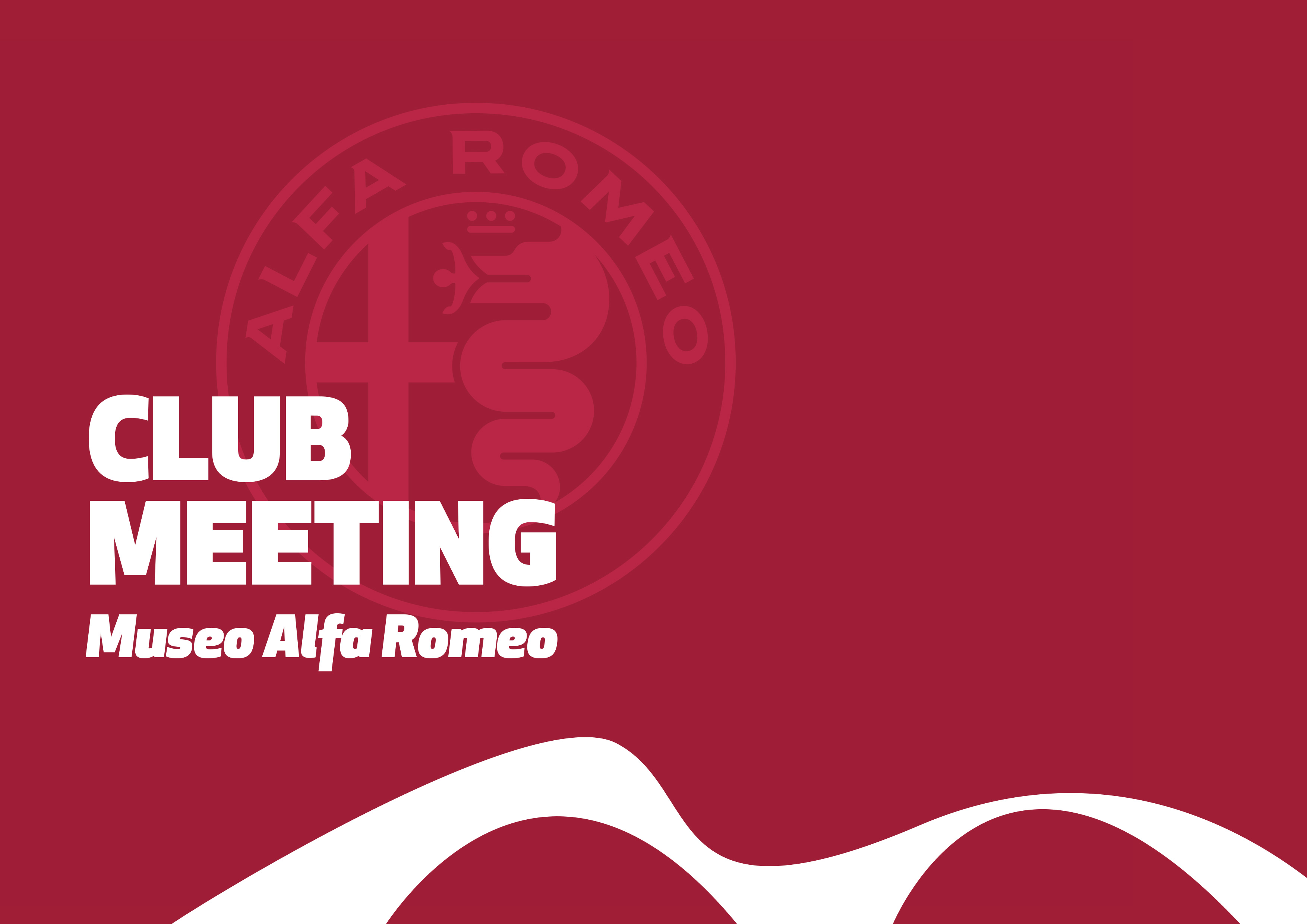 Image of a poster of the Club meeting of the Alfa Romeo Museum